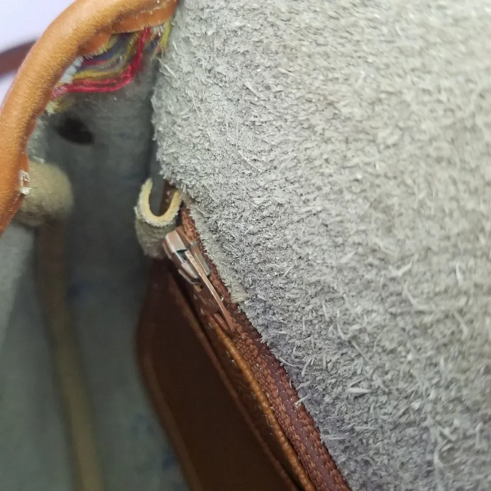 Vintage Dooney & Bourke 70's Over Pebble Leather Over Under Taupe Crossbody Bag